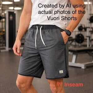 Vuori Men's Banks M Medium Shorts in Charcoal Engineered Stripe Athletic Swim